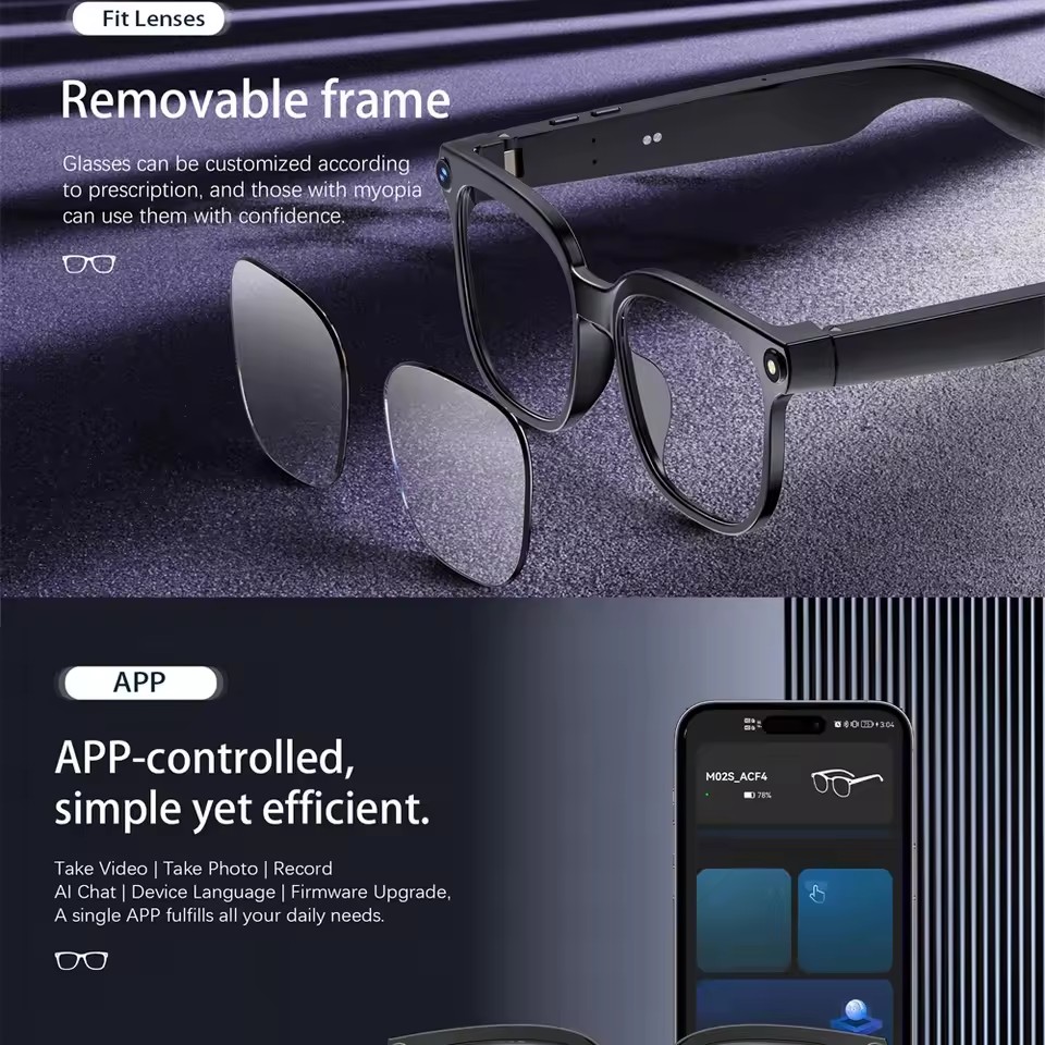 Lunettes intelligentes M02S AI - Audio Music To Video Ai avis et prix