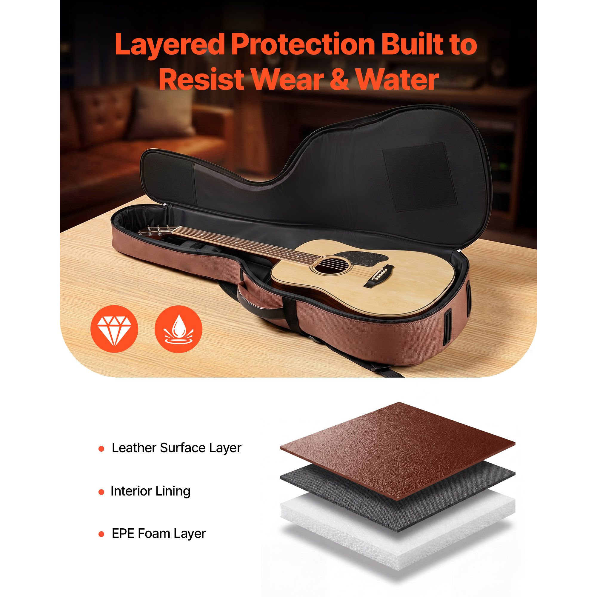 Étui rigide pour guitare acous - Guitar Strap Padded avis et prix
