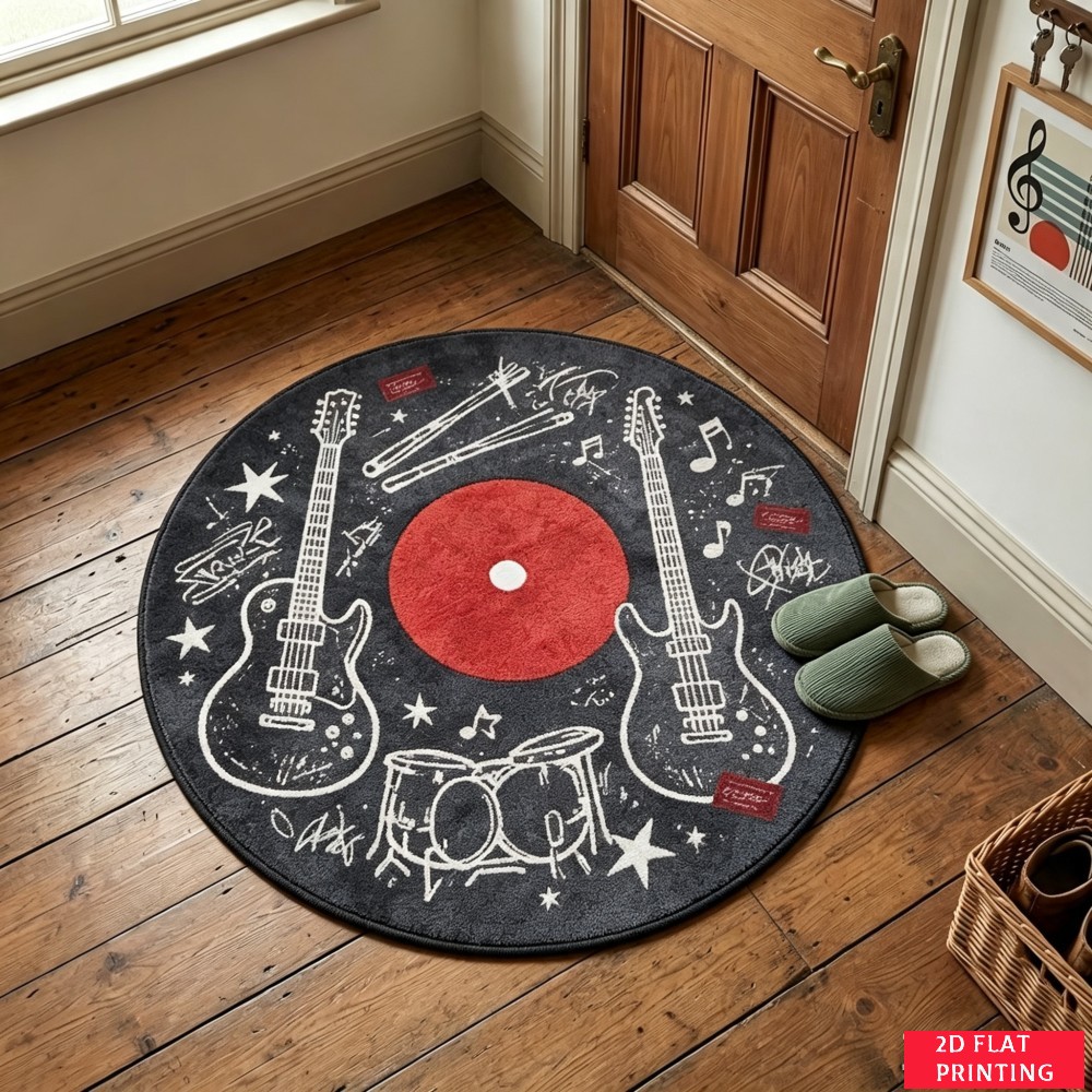 Tapis rond rétro noir en vinyl - Audio Vibes Music avis et prix